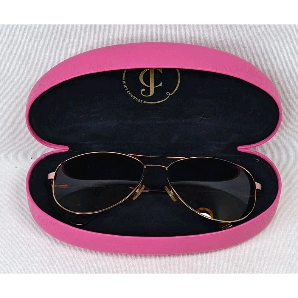 Juicy Couture Women's Sunglasses Gold Peach Bronze Aviators With Original Case